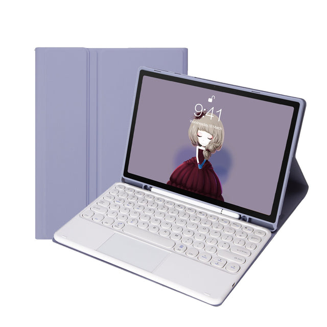 Bluetooth Keyboard Case for Samsung Galaxy Tab S10 Fe/S9 Fe 10.9", Round Keys, Purple