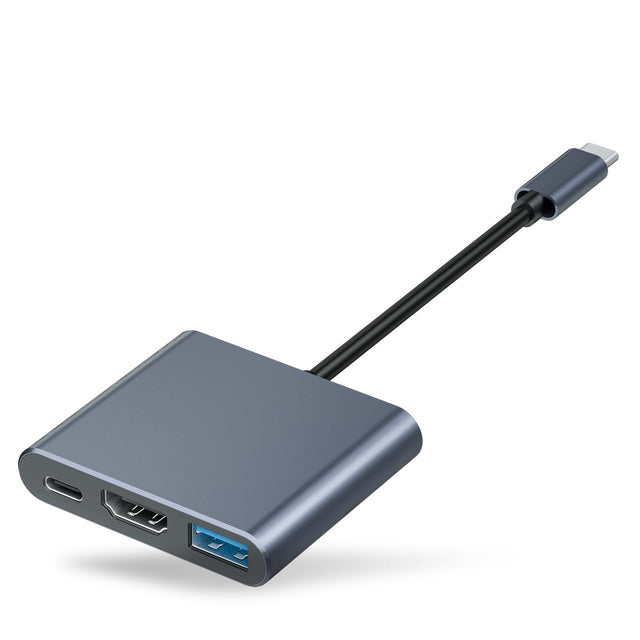 USB-C to HDMI Adapter 4K, 100W PD Fast Charging, USB 3.0 Hub - 3-in-1 Multiport Converter