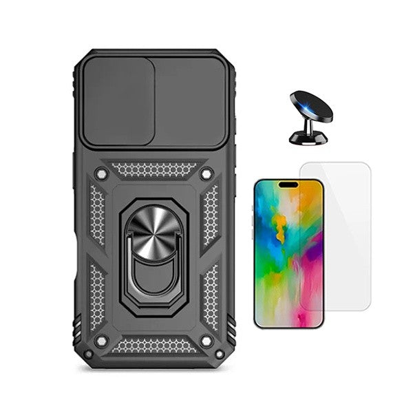 Magnetic Slide Window Phone Case Kit for iPhone 17 Pro, Tempered Glass, Black