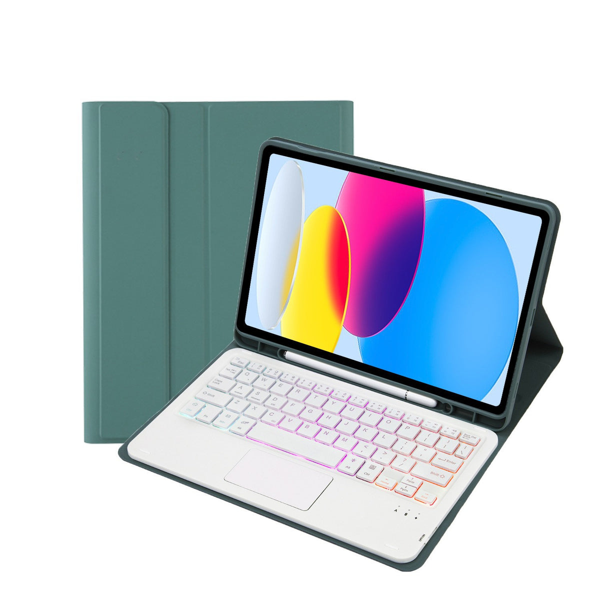 Keyboard Case for Samsung Galaxy Tab A9 8.7" X110/X115, Touchpad, RGB Backlight, Dark Green
