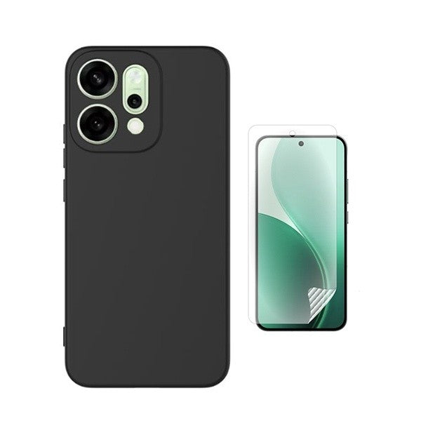 Silicone Hydrogel Screen Protector Film Kit with Silicone Case for Oppo Reno14, Black