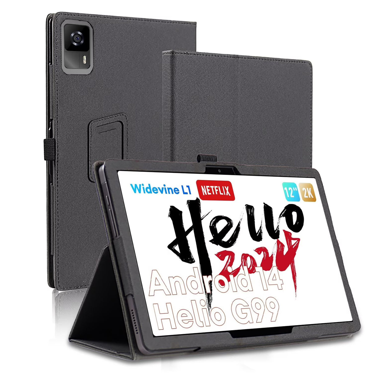 Protective Case Compatible with Headwolf HPad6 12", Handheld Band, Stand Function, Shockproof