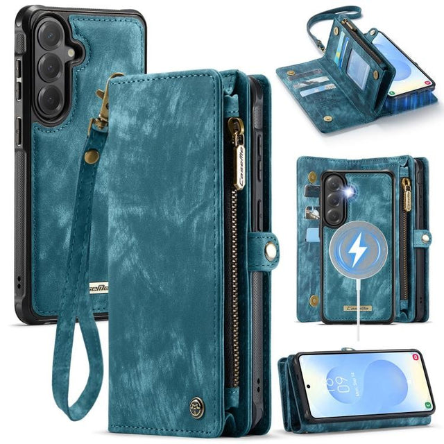Magnetic Wallet Case for Samsung Galaxy S26, Removable Leather Cover with Card Slots