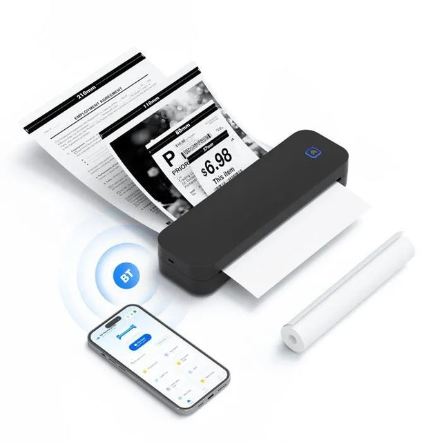 Portable A4 Thermal Printer, Bluetooth, 203DPI, Mini Scanner, for Travel & Home