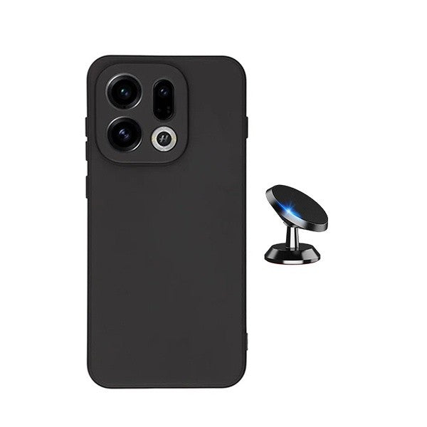 Magnetic Mount Kit with Liquid Silicone Case for Oppo Find X9, Black