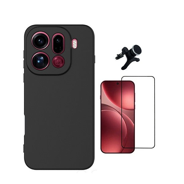 Tempered Glass Screen Protector Kit with Case & Magnetic Stand for Oppo Find X9 Pro, Black