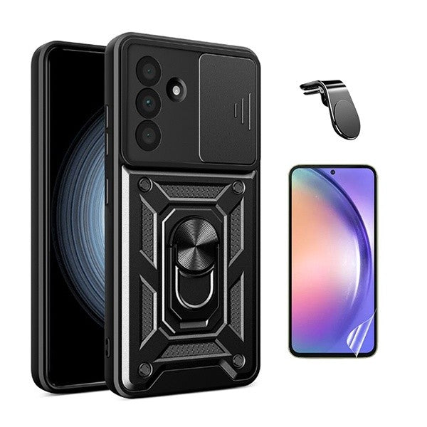 Hydrogel Screen Protector Kit with Magnetic Slide Window Case for Samsung Galaxy A56 5G, Black
