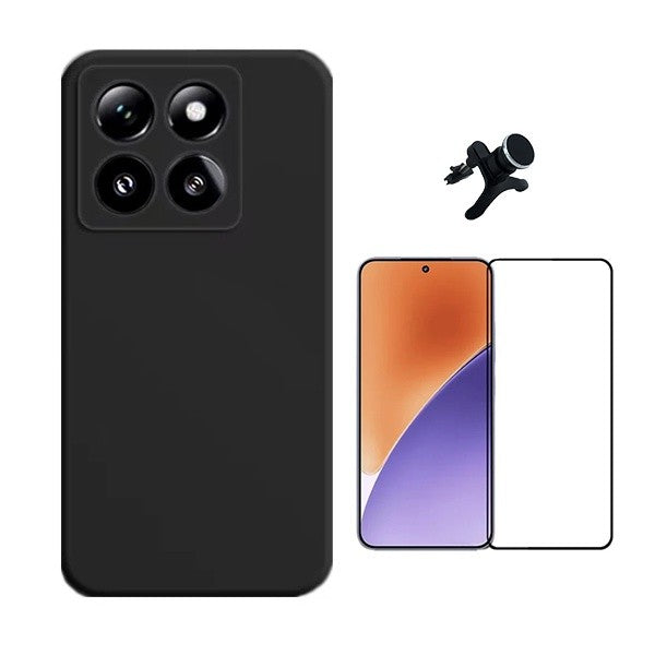 Magnetic Phone Case for Xiaomi 15, Black, Full Cover Liquid Silicone