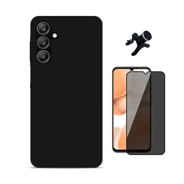 5D Anti-Spy Glass Screen Protector Kit with Silicone Case & Magnetic Stand for Samsung Galaxy A17 4G