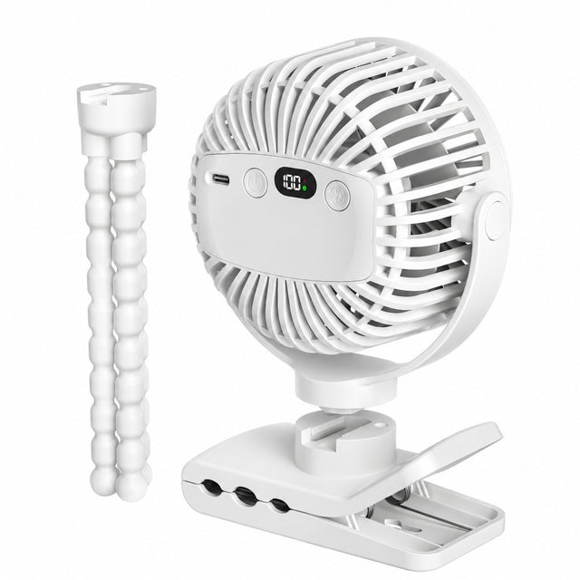 Portable Clip-On Fan, Detachable Octopus Fan, Silent, Desktop & Stroller, Rechargeable