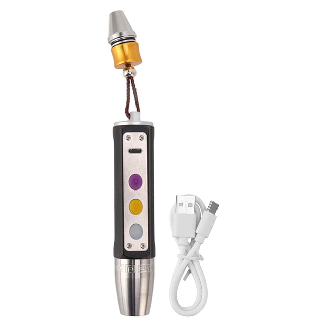 LED Jade Appraisal Flashlight, 3 Light Sources, Stepless Dimming, for Jewelry Identification, Black