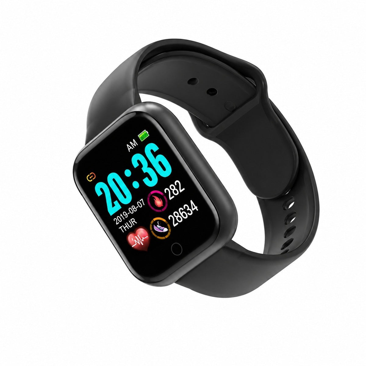 Smartwatch with Bluetooth, Black, LCD Screen 320x240, Fitness Tracker, Heart Rate Monitor