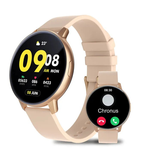 Smart Watch Bluetooth Heart Rate Blood Pressure Monitor, 1.43" AMOLED, IP67, Gold