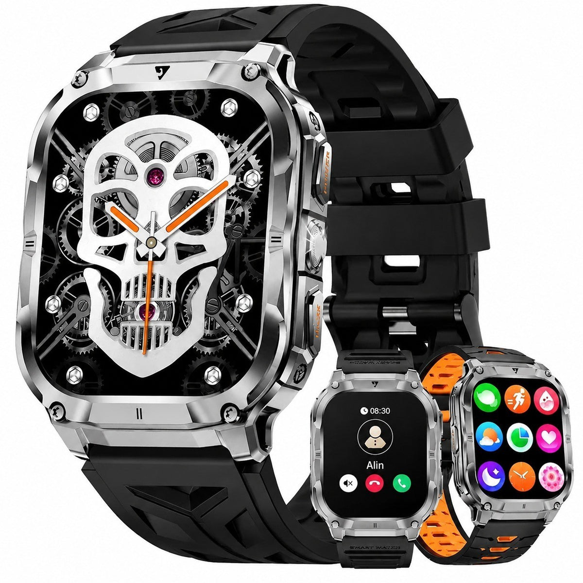 Men's Smartwatch 2.0" with Bluetooth Calling, 1000mAh Battery, Heart Rate Monitor, LED Flashlight, Silicone