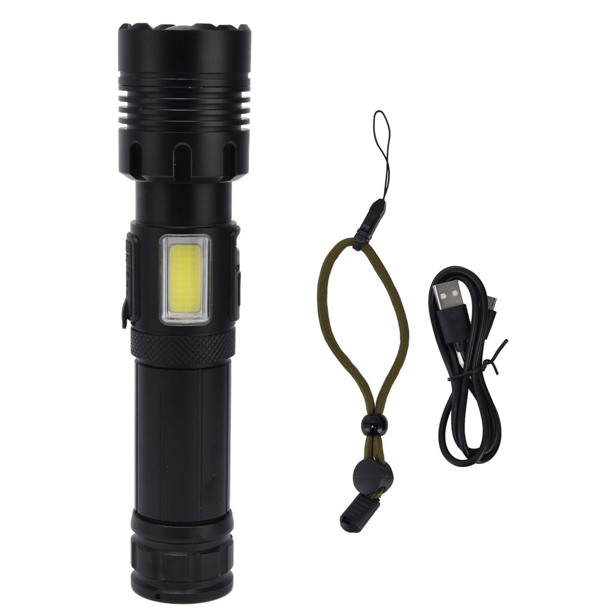 Super Bright Waterproof Zoomable Flashlight with Power Display, for Outdoor Camping