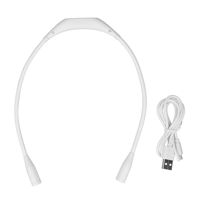 USB Rechargeable Neck Light, 3 Brightness Levels, 360° Flexible LED Reading Lamp for Running, White