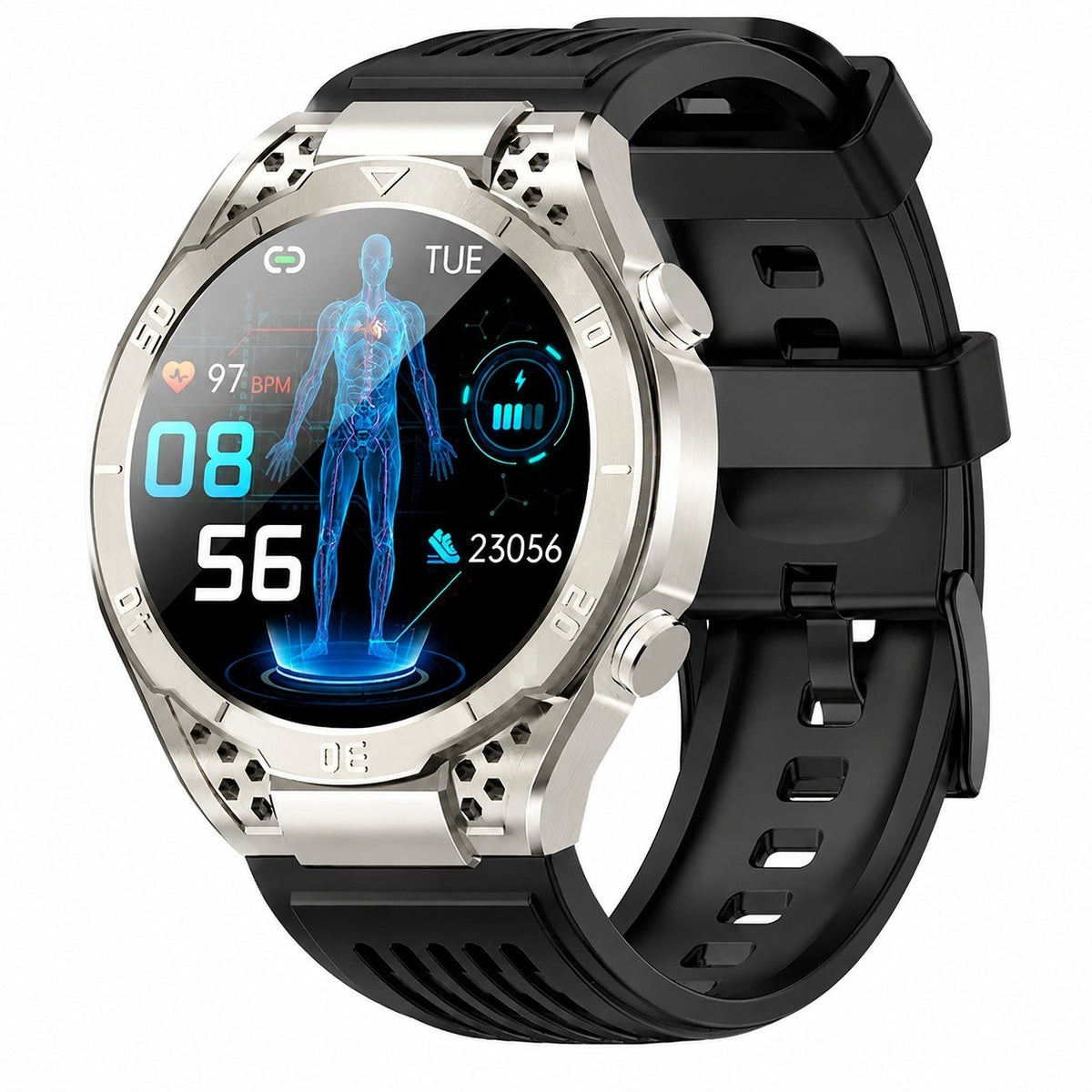 ECG Smartwatch with Heart Rate Monitor, Thermometer, AMOLED Screen, 2 Wristbands, Health Tracker