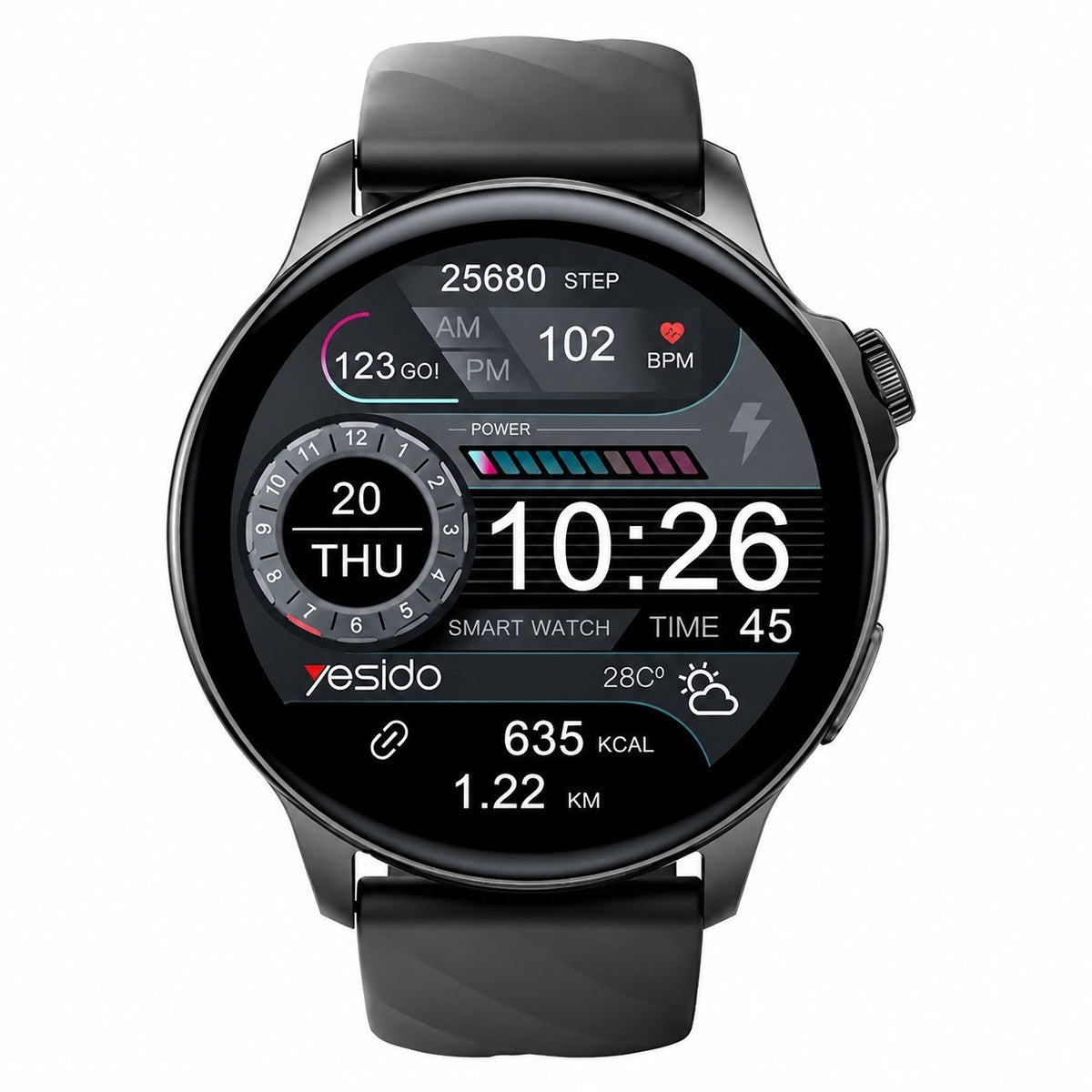 Waterproof Smartwatch, Large Screen, Health Tracking, Long Battery Life, Black, BT5.2