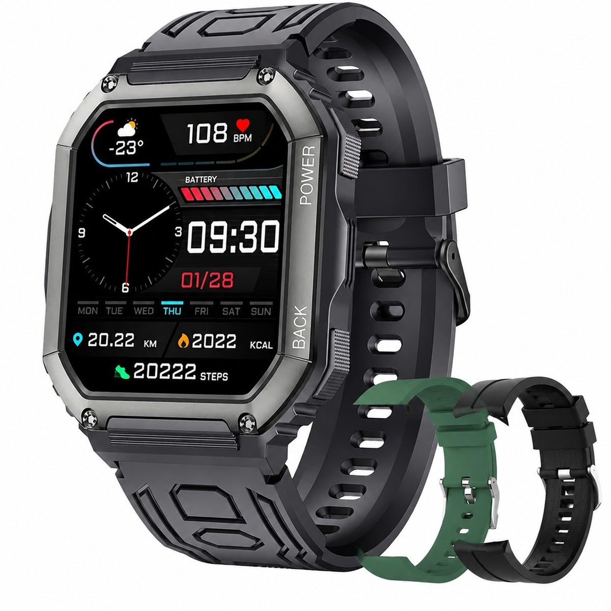 1.8" AMOLED Smartwatch, Bluetooth 5.2 Calling, Compatible with Android, Heart Rate, Fitness Tracker