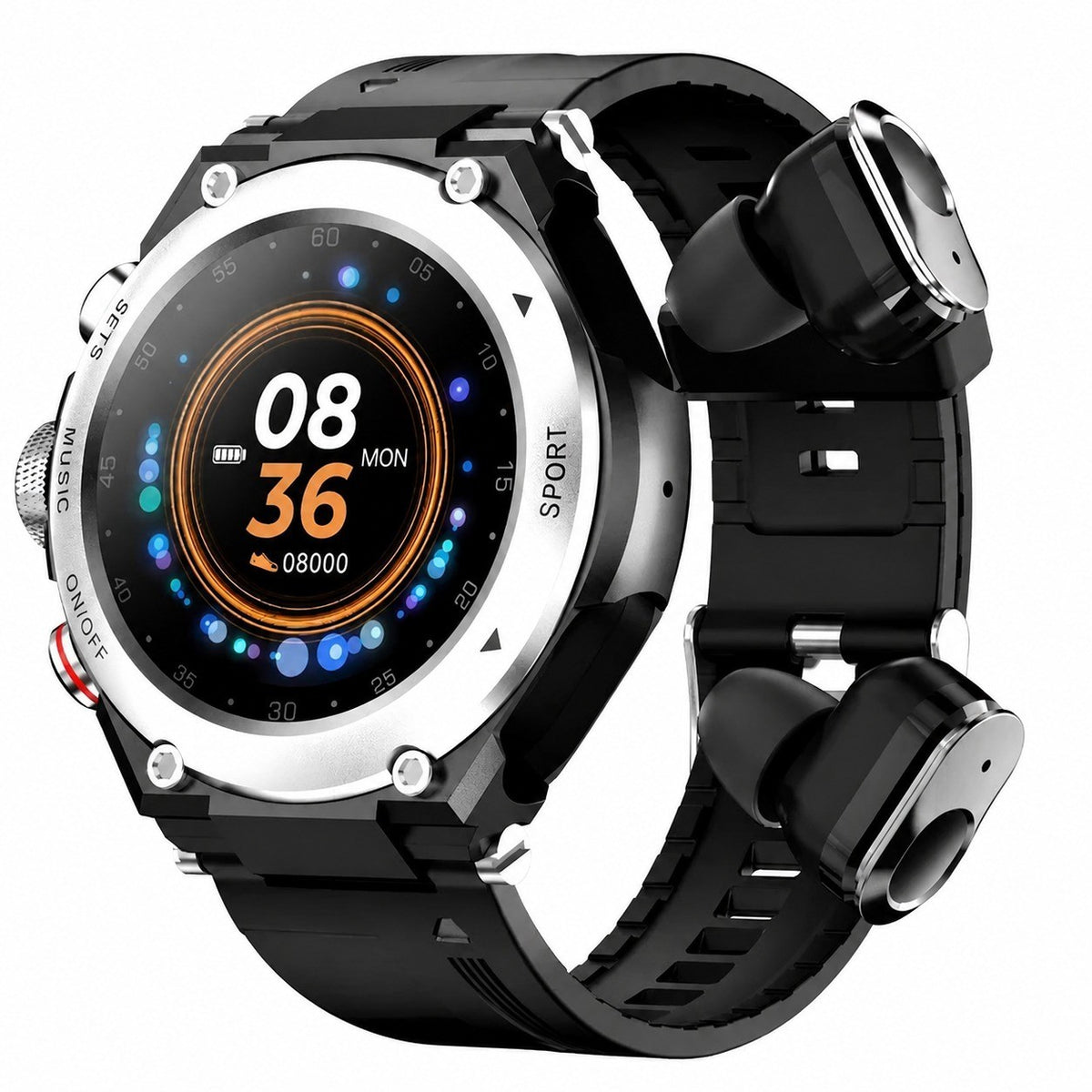 2-in-1 Bluetooth MP3 Smartwatch with Built-in Headphones, Touchscreen, Brown