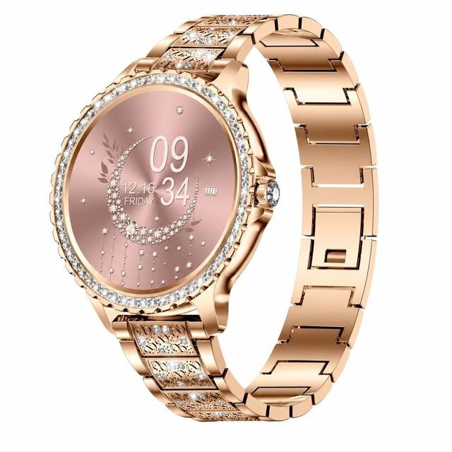1.32" Bluetooth Smartwatch for Women, Rose Gold, Diamond Edge, Heart Rate Monitor, Sleep Tracking