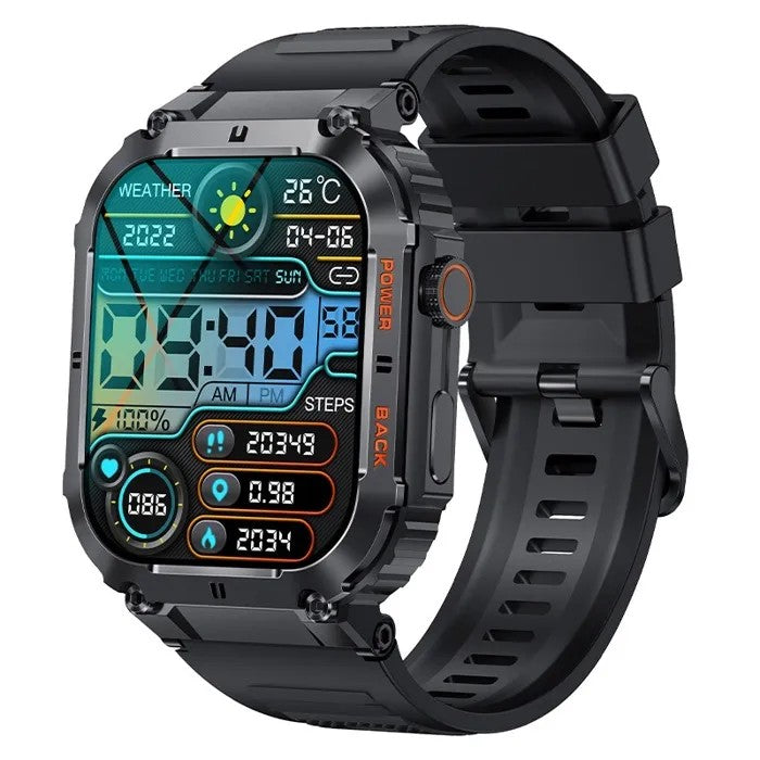Men's Military Smartwatch, 1.96" HD Screen, Heart Rate & Blood Oxygen Monitor, Voice Control