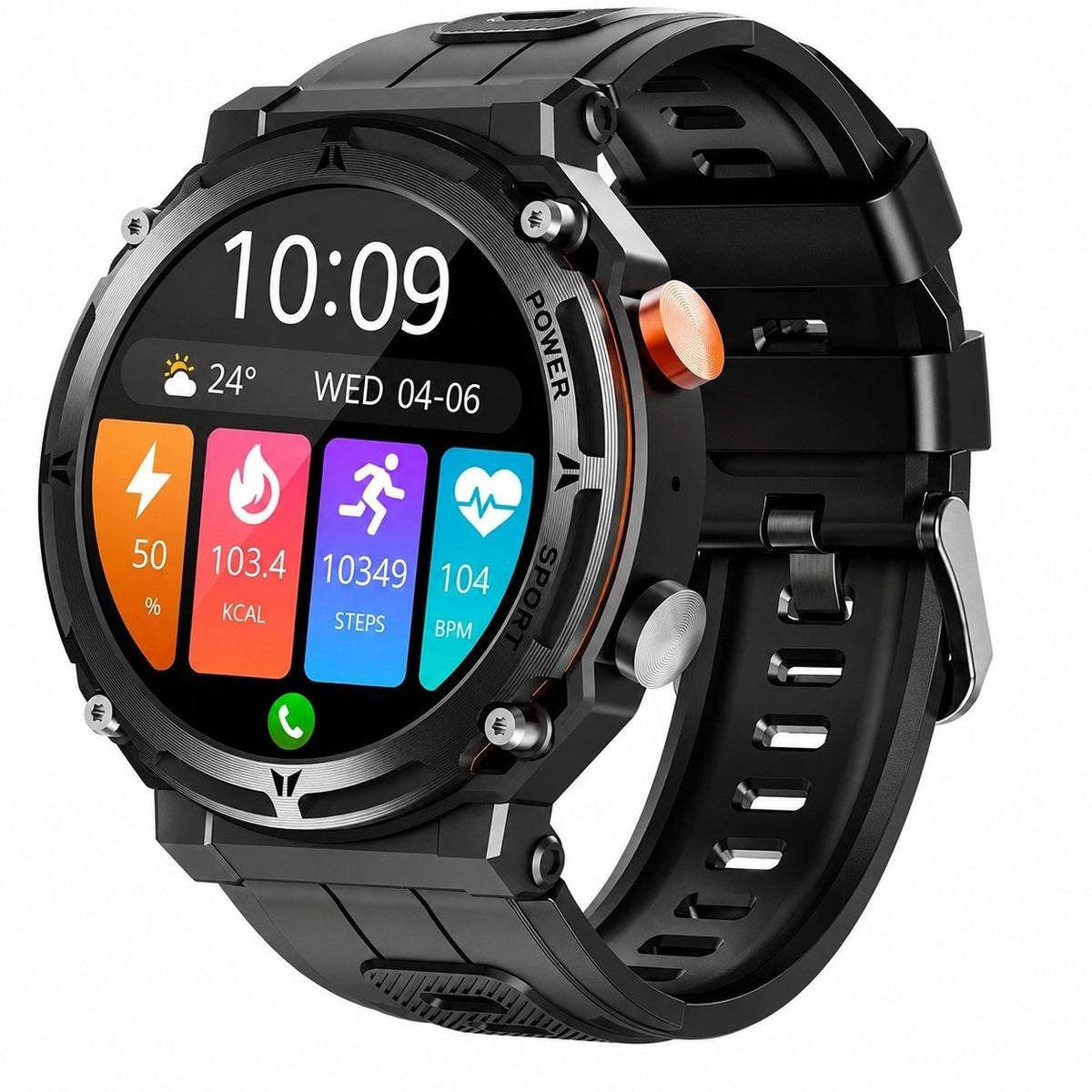 Military Smart Watch, Bluetooth Calling, 5 ATM Waterproof, IP68 Activity Tracker, 1.39" HD, Black