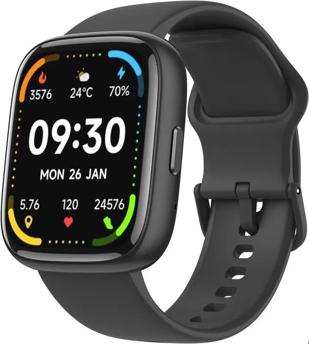 1.83" Smartwatch Fitness Tracker, HD Touchscreen, IP68 Waterproof, Heart Rate, SpO2, Black