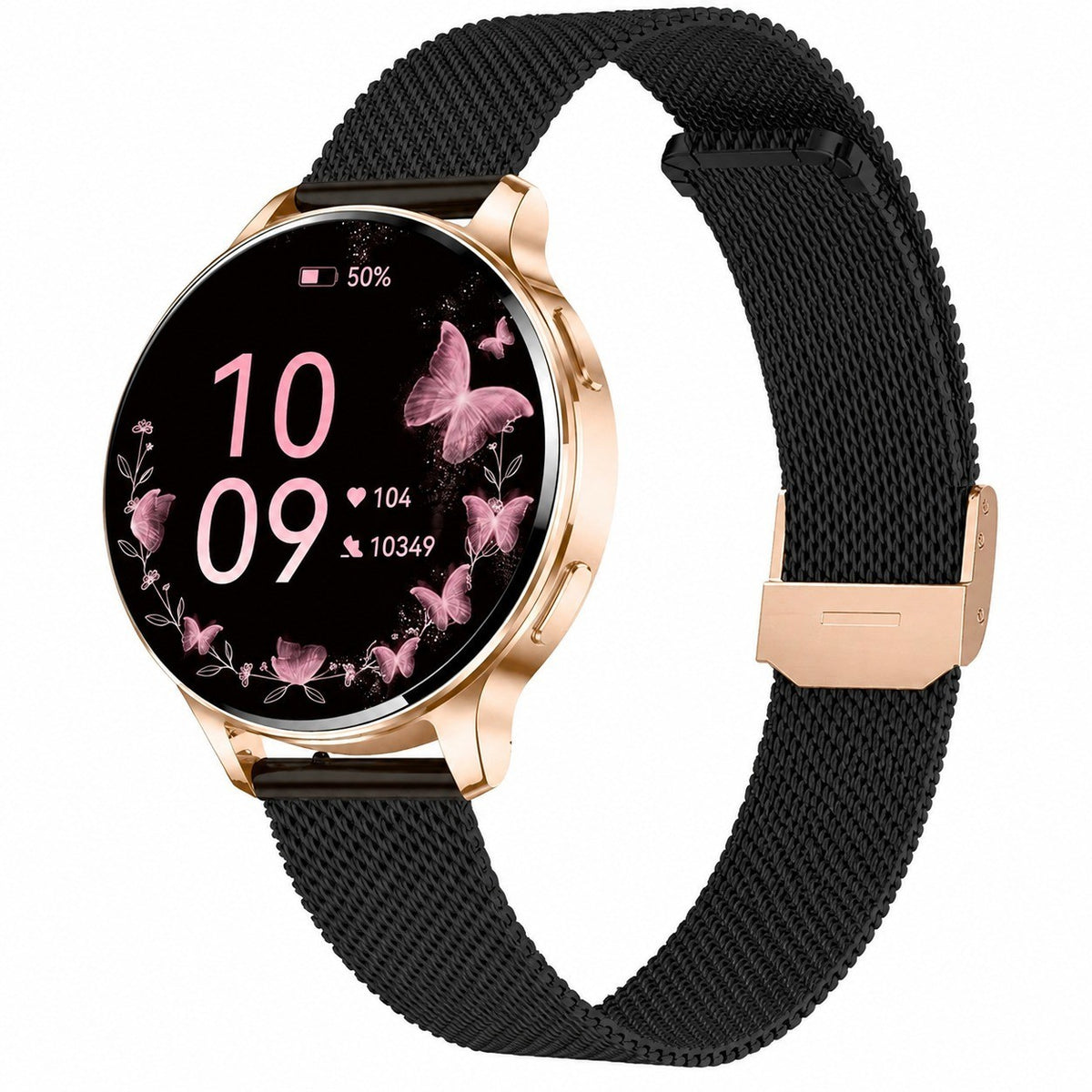 Women's Smartwatch, 1.27" AMOLED Display, 3 Interchangeable Straps, Bluetooth Calling, Black & Gold