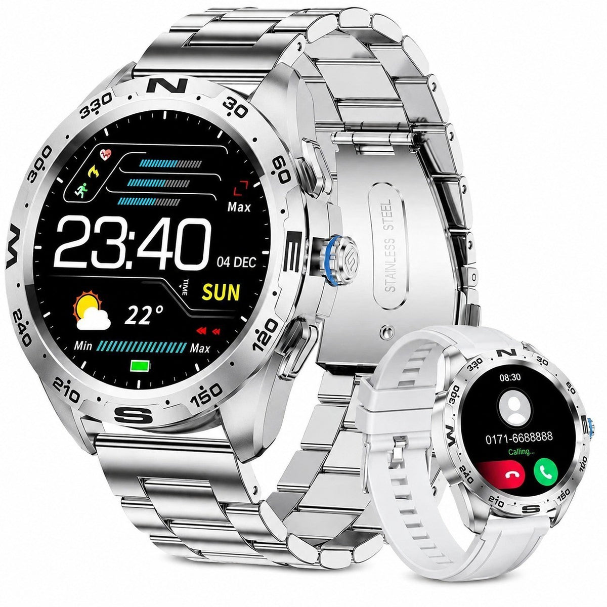 Men's Smartwatch with Bluetooth Calling, Voice Assistant, 20 Sports Modes, IP67 Waterproof