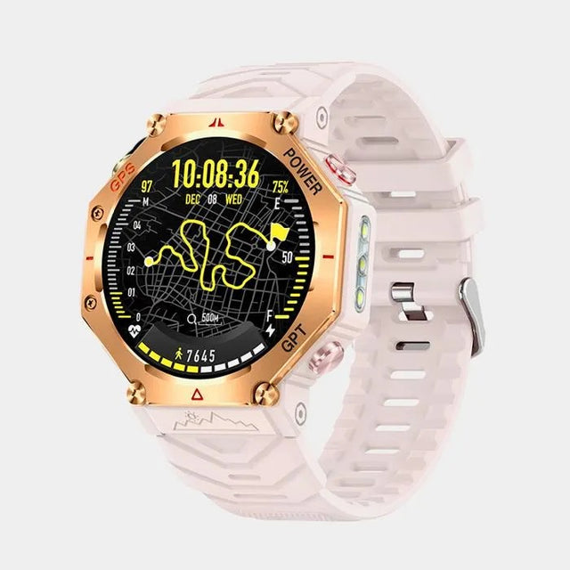 Smartwatch with 1.39" TFT Screen, GPS Route Tracking, AI Dial, GPT, Water Resistant 3 ATM, Flashlight, Pink