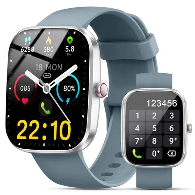 Smartwatch with Bluetooth Calling, Heart Rate, Blood Pressure, Music, Blue