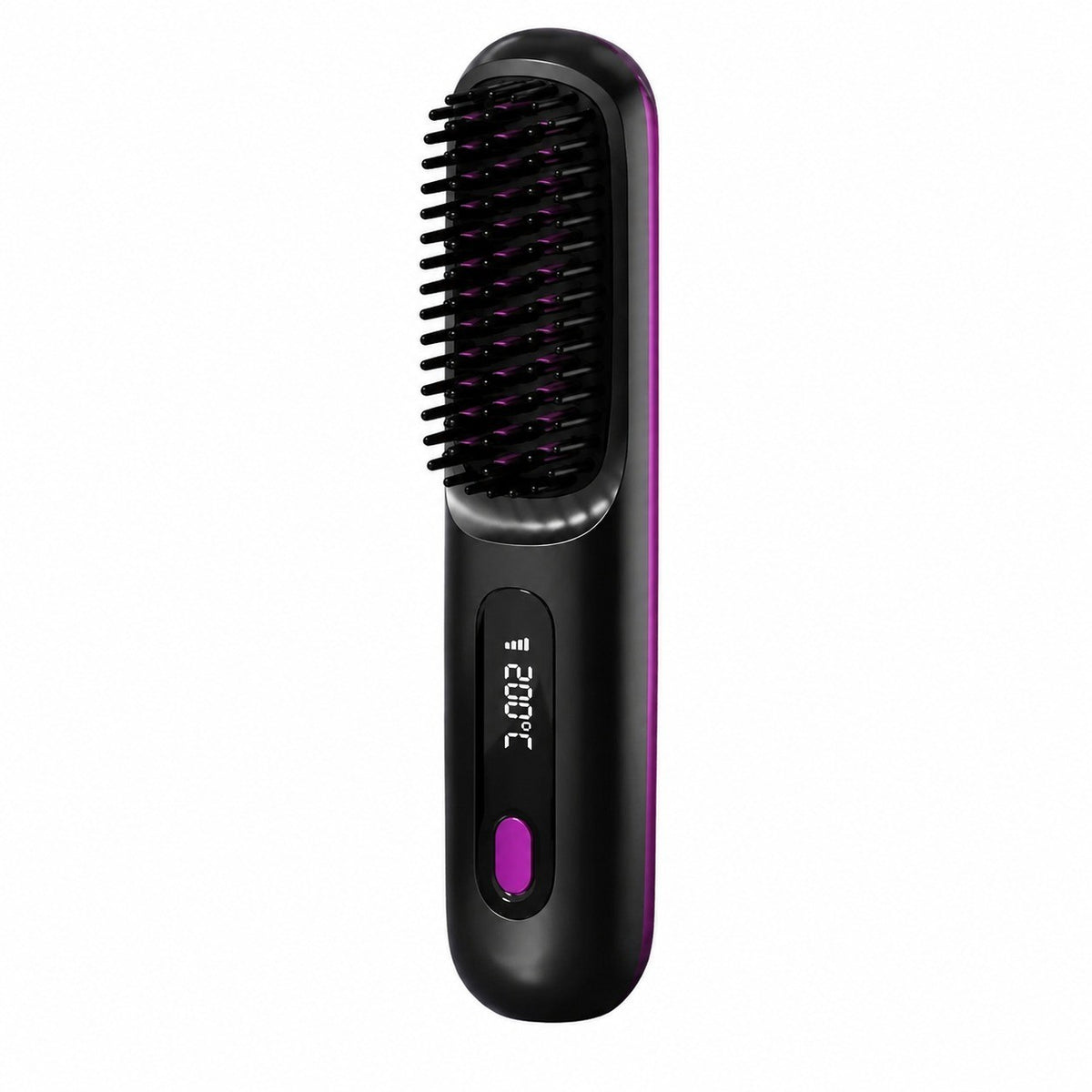 Cordless Hair Straightener Brush, Mini Portable, 3 Temperature Settings with LED Display