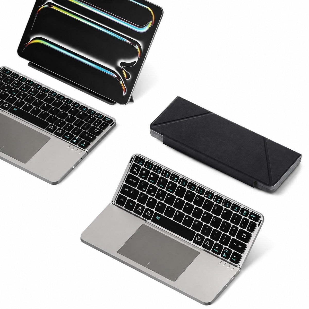 Foldable Bluetooth 5.0 Keyboard with Touchpad and Phone Stand, Multifunctional