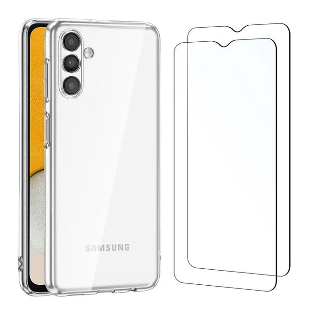 Samsung Galaxy A13 5G A04s Case, Clear TPU Gel Silicone with 2x Tempered Glass Screen Protector